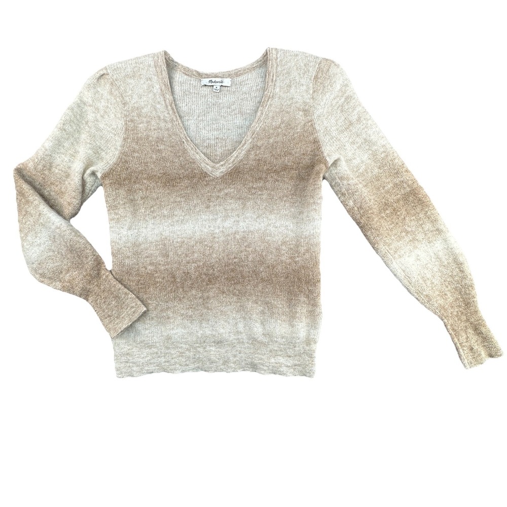 Madewell Alpaca Blend‎ V-Neck Sweater Medium Beige Ombre Runs Small